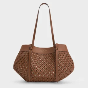 Calla Woven Tote Bag - Chocolate